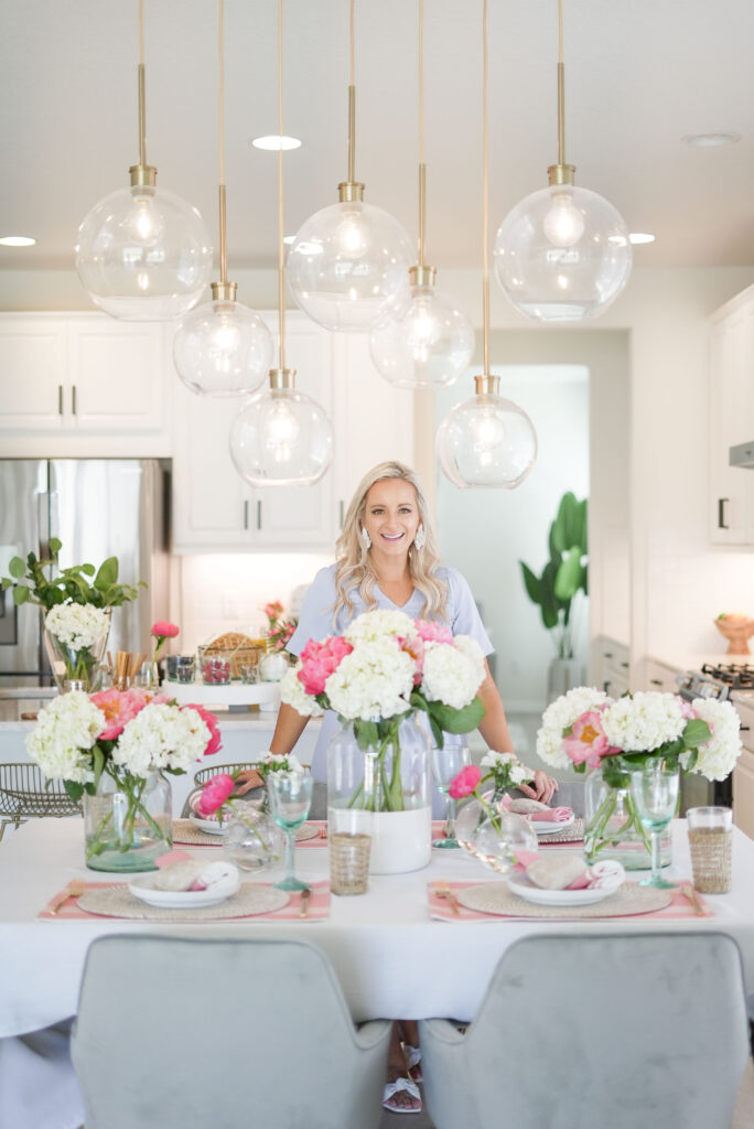 Coastal and Pink Brunch Tablescape