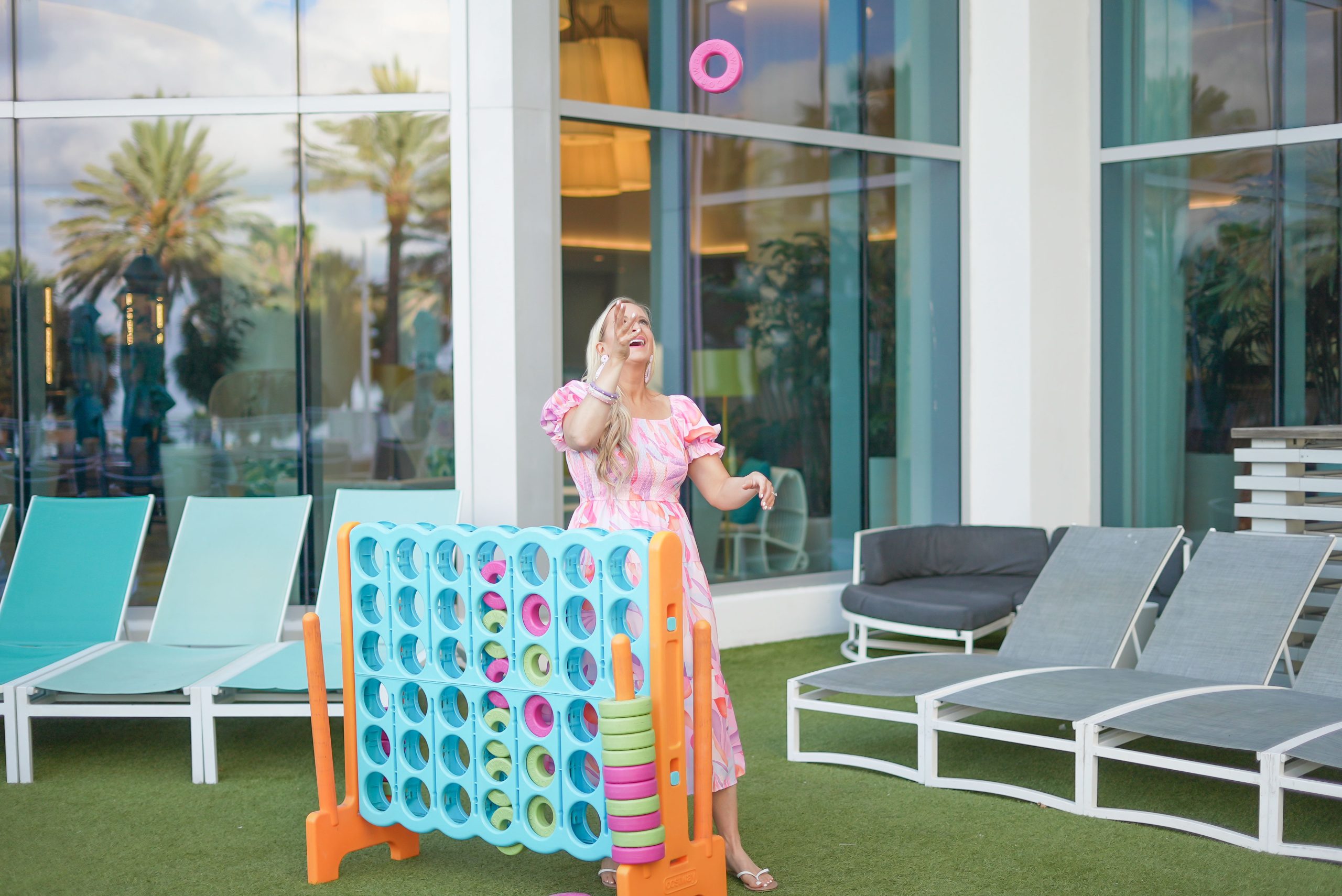 Florida Blogger, The Lovely Flamingo plays life-size tic tac toe at the Wyndham Grand Clearwater Beach.