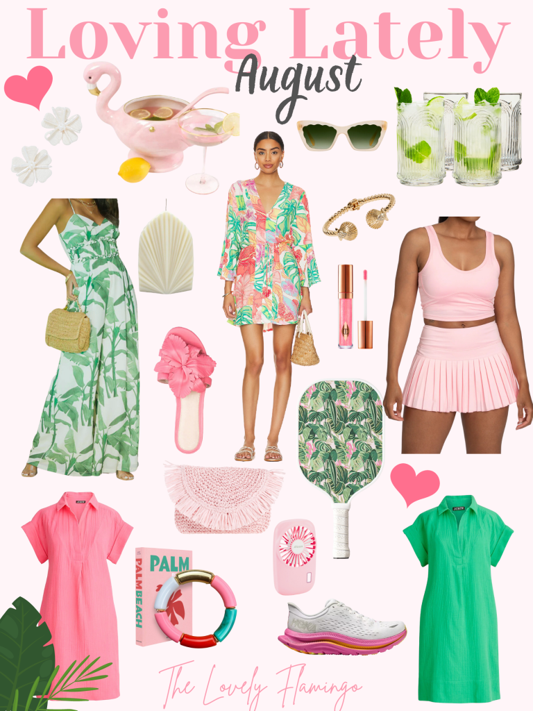 A collage of images with pink and green.