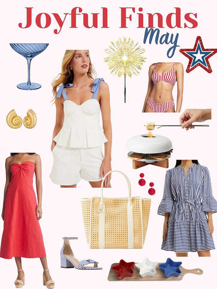Florida Lifestyle and hostess blogger shares her favored for the month of May. Lots of red white and blue, glassware, and s'more maker.